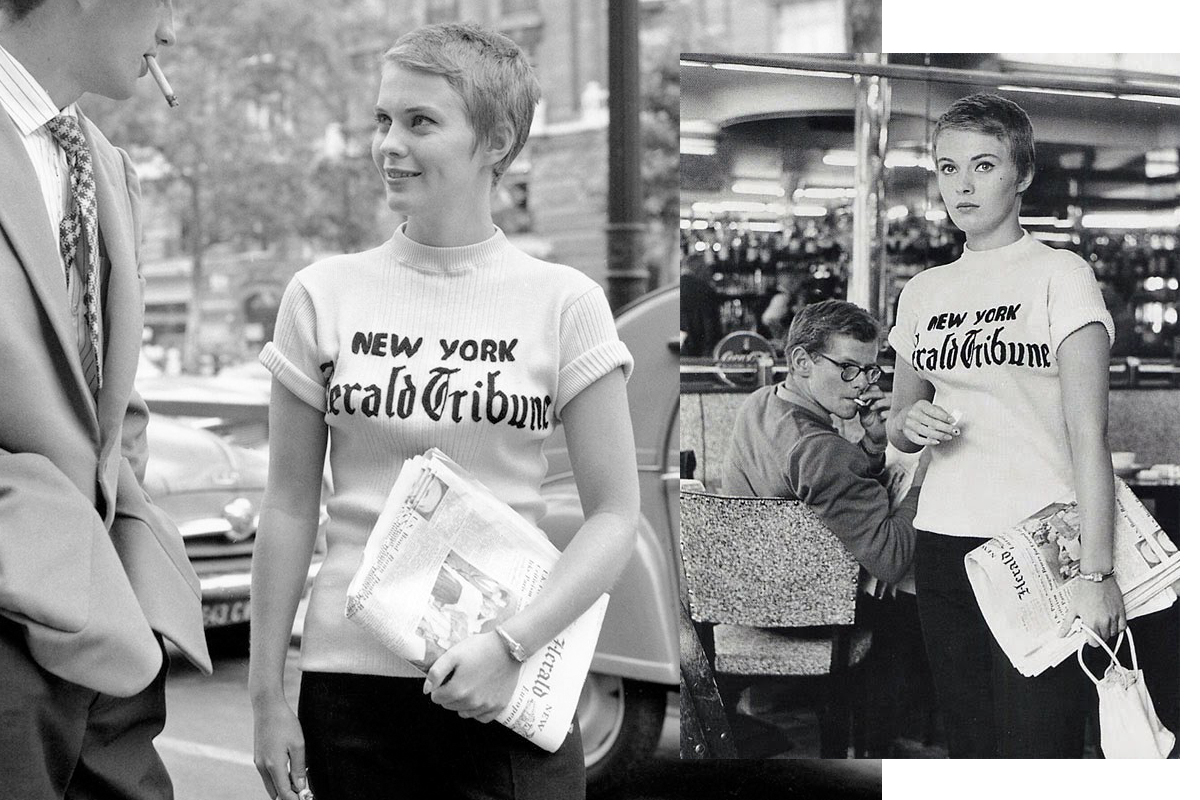 Jean Seberg actriz estadounidense. con camiseta impresa